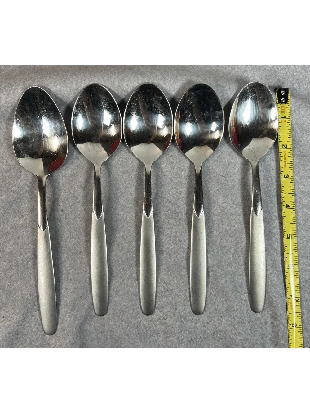 4 Table Spoons +1 Serving, Cambridge Silver Crescent Stainless Flatware 7 5/8